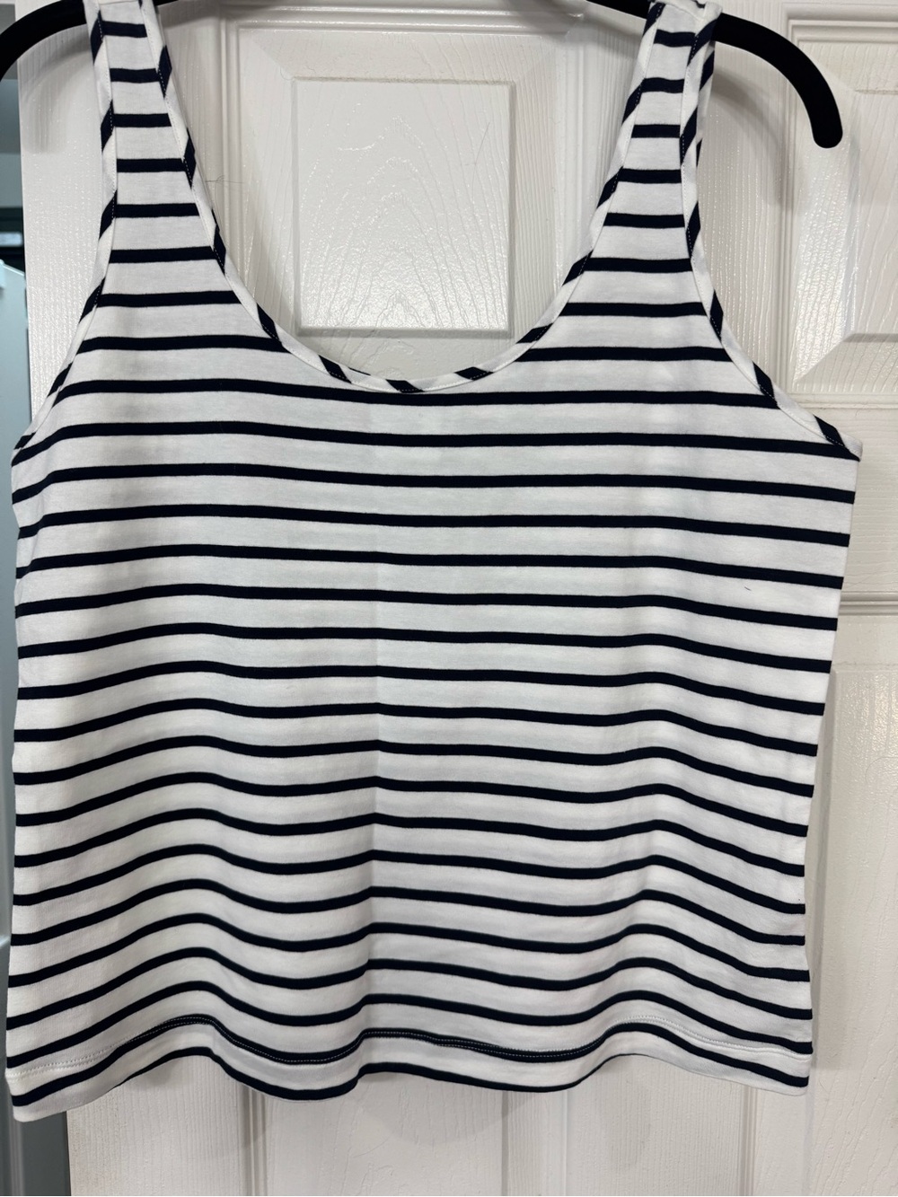 CAbi Charm tank. NWOT. White/black Striped Scoop neck tank. Large. - Picture 4 of 4